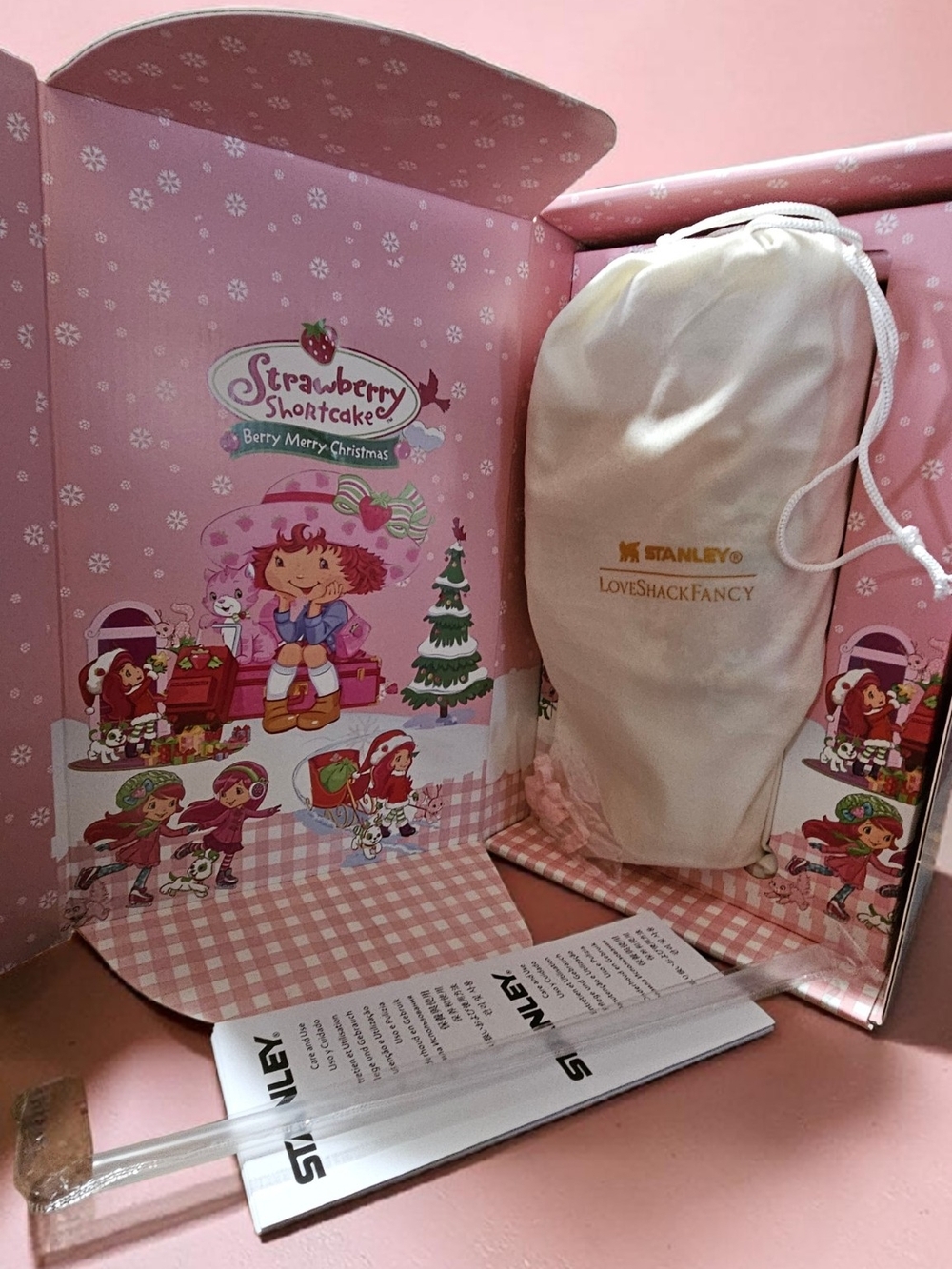 Stanley Strawberry Shortcake Travel Tumbler with Drawstring Pouch